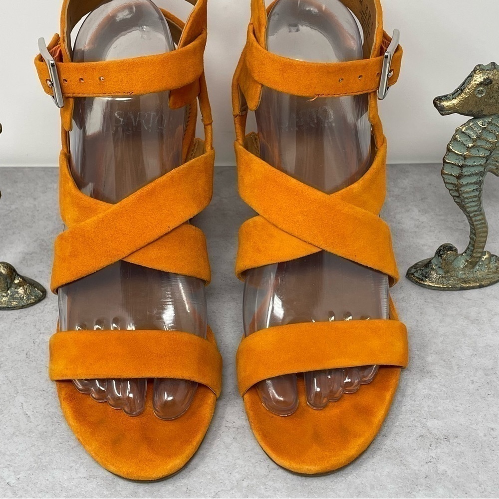 FRANCO SARTO Cider Suede Strappy Open Toe Ankle Strap Block Heel Sandals 7.5 - Picture 2 of 12